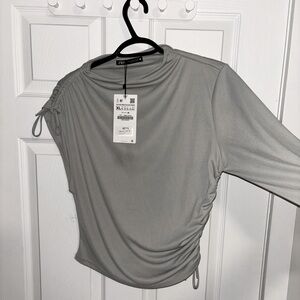 Zara ruched top. Size XL. Colour- Green